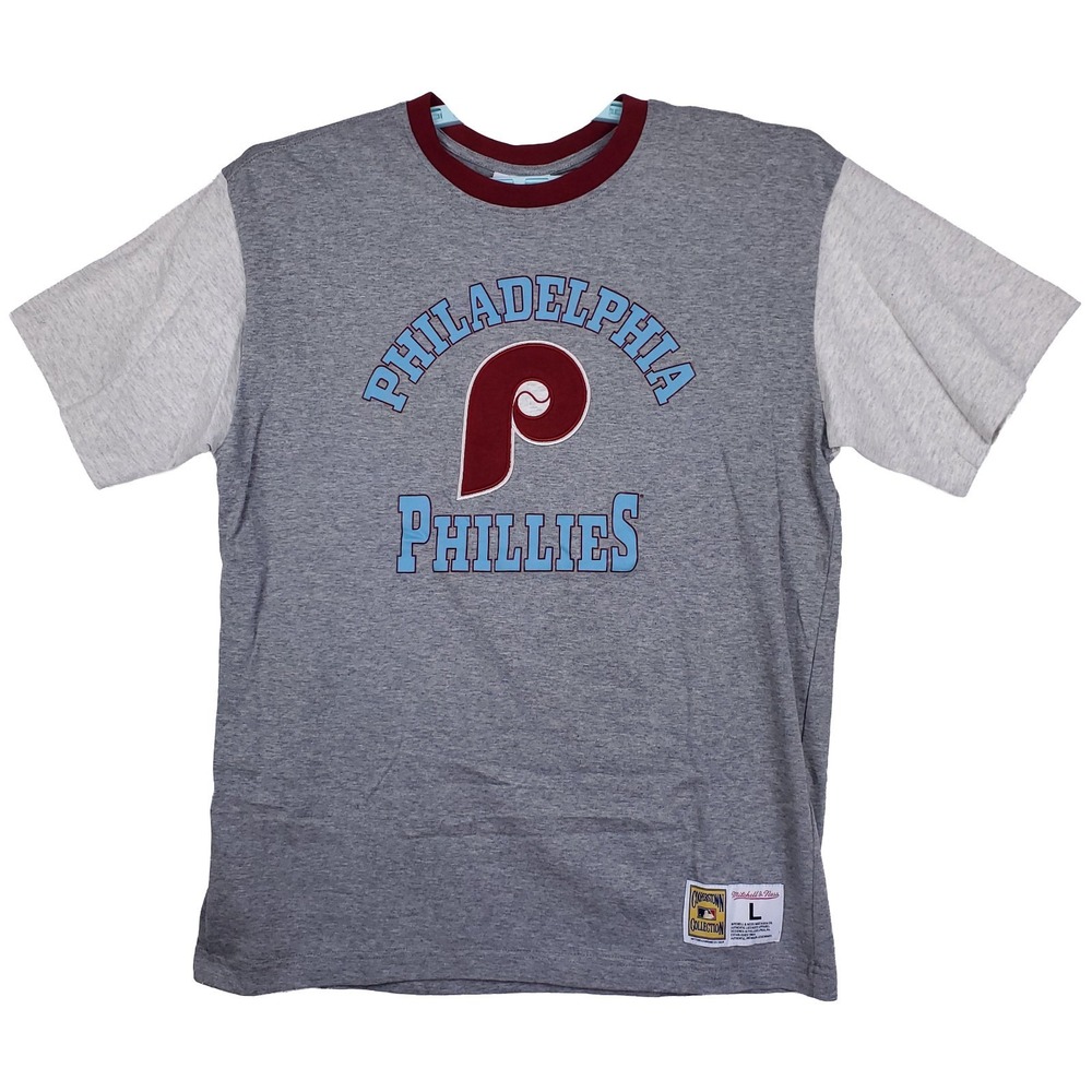 Philadelphia Phillies Mitchell & Ness MLB Large Shirt Cut & Sew Logo Gray NWT